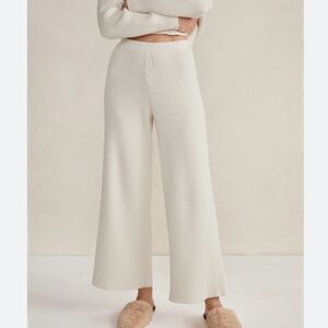 Cozy Cream Knit Wide-Leg Pants